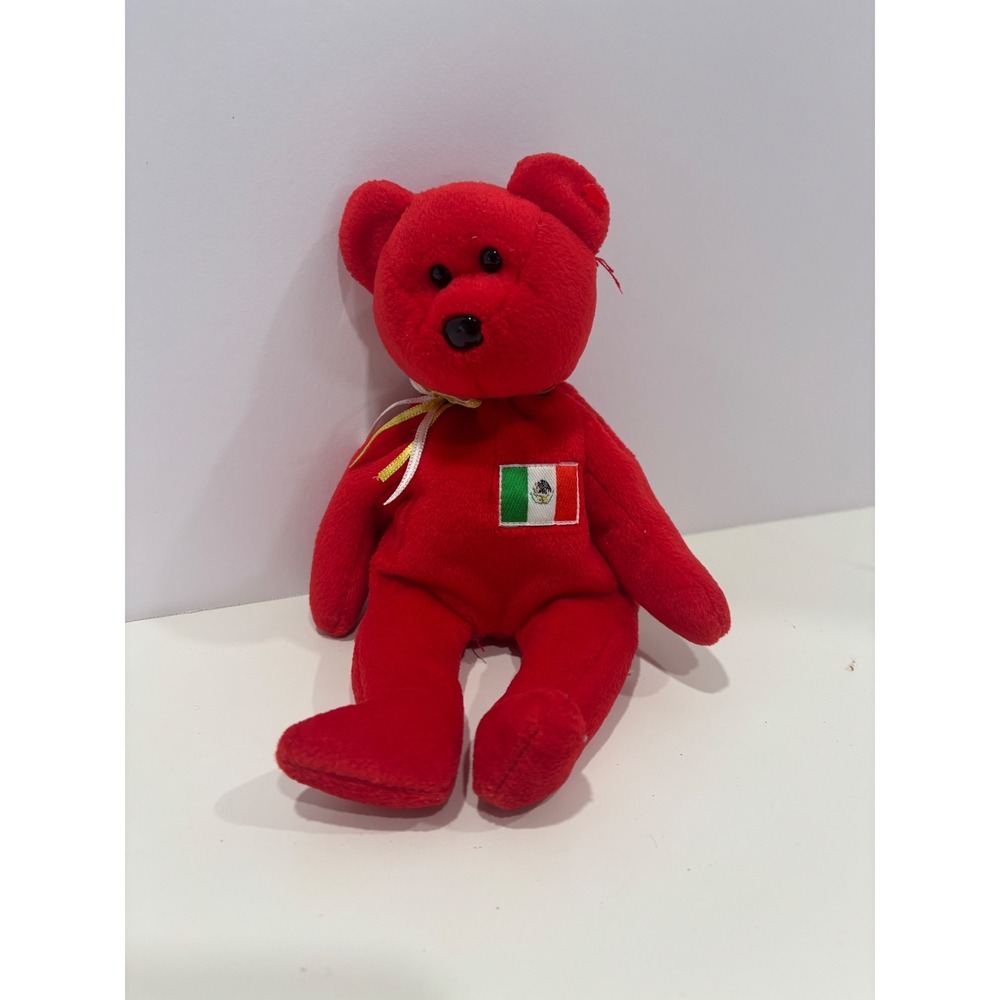 Ty Beanie Baby Osito Bear Red Mexico Flag 1999 Plush Stuffed Animal No Hang Tag